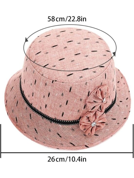 Women\'s Pink Vintage Felt Cloche inter Floral Fedora Imported Bucket Hat main image 7